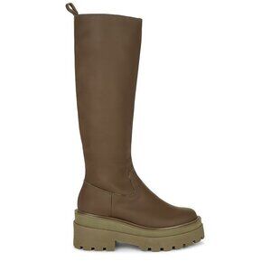 Schutz Womens Florence Boots in Military Green 7.5 New Knee High Wedge